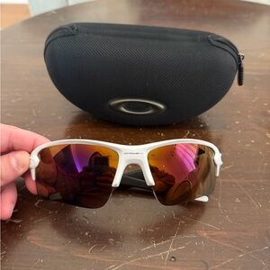 Oakley White Frame Sunglasses with Reflective Lenses